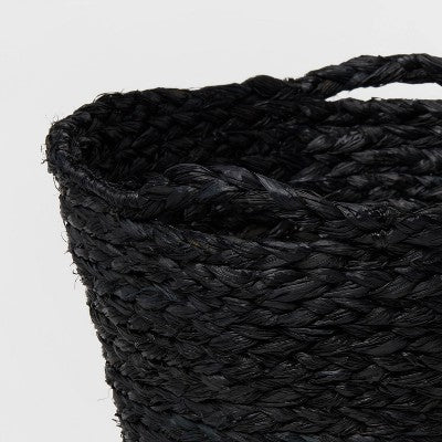 Round Braided Rafia Basket Black - Brightroom