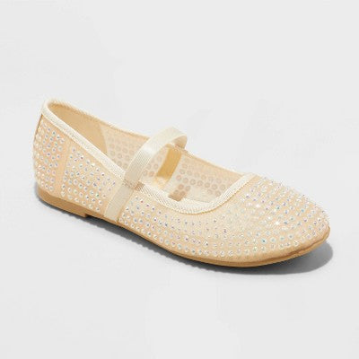 Girls' Faye Embellished Mesh Ballet Flats - art class Beige 1