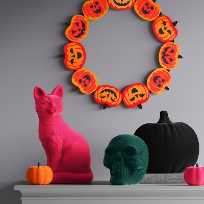 11" Plastic Flocked Neon Pink Cat Halloween Decorative Sculpture - Hyde & EEK! Boutique