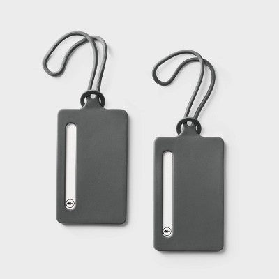 2pk Silicone Luggage Tag Flat Gray - Open Story?