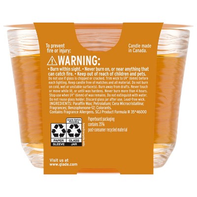 Glade 3 Wick Holiday Scented Christmas Candle for Stocking Stuffers - Orange Zest & Clove - 6.8oz