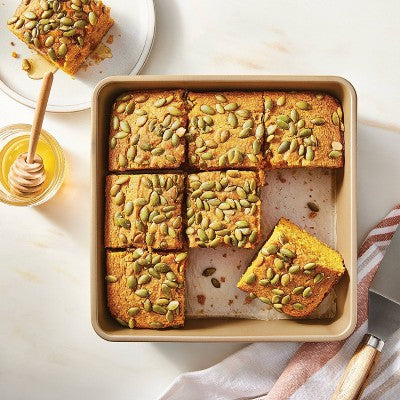 8" Nonstick Aluminized Steel Square Baking Pan Gold - Figmint