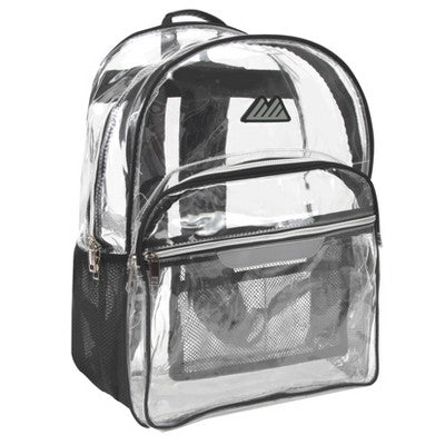 Summit Ridge Clear Backpack - Black: Water-Resistant Dome Design for School Use