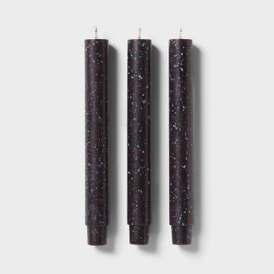 6pk Taper Candle Set Black Speckle - Room Essentials