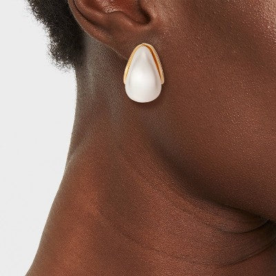 Pearl J-Hoop Earrings - A New Day White