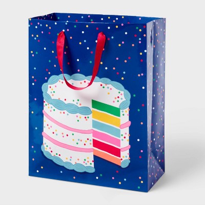 Large Birthday Cake Gift Bag with Stickers Blue - Spritz