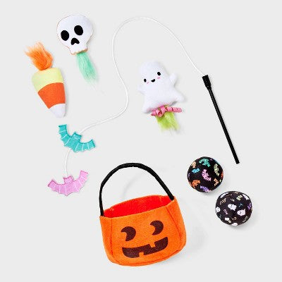 Pumpkin Pail Cat Ball Plush Toy Set - 6pk - Boots & Barkley