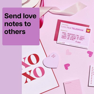 Noted by Post-it 6ct With Love Telegram Cards Valentine's Day