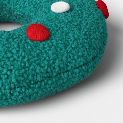 Christmas Wreath Throw Pillow Green/Red/White - Wondershop