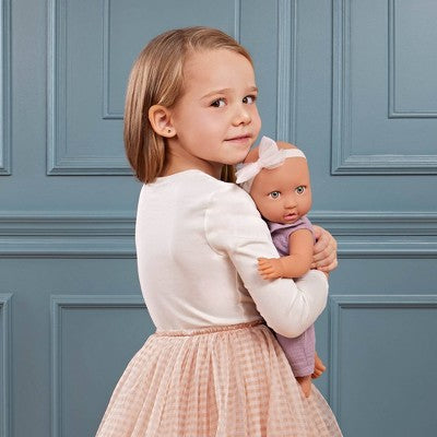 LullaBaby 14" Baby Doll with Lilac Jumper & Pacifier - Blue Eyes