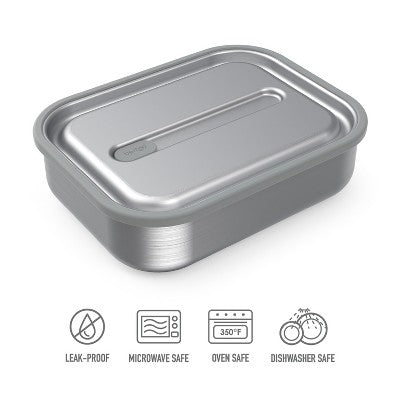 Bentgo Microsteel Leakproof Lunch Bento Box - Silver: Stainless Steel Lunchbox