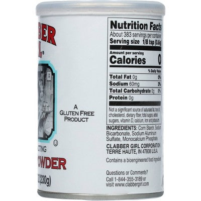 Clabber Girl Gluten Free Double Acting Baking Powder - 8.1oz