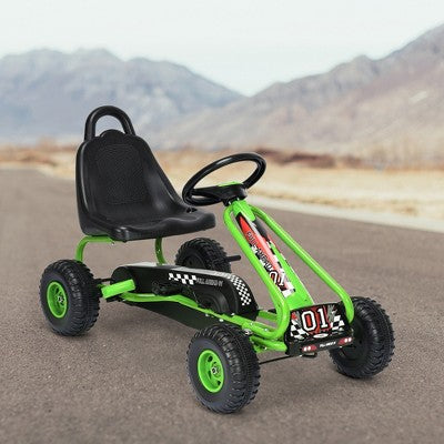 Costway Kids Pedal Go Kart 4 Wheel Ride On Toys w/ Adjustable Seat & Handbrake Green (LOCAL PICKUP ONLY)
