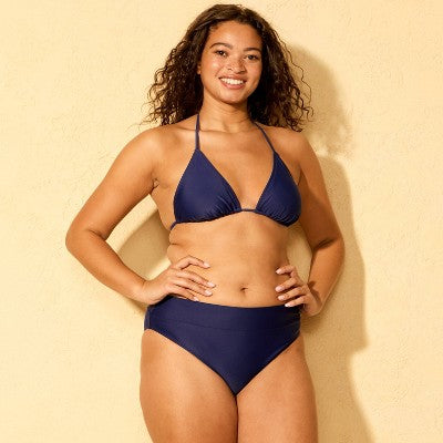Women's Wide Waistband Mid-Rise High Bikini Bottom -XXS