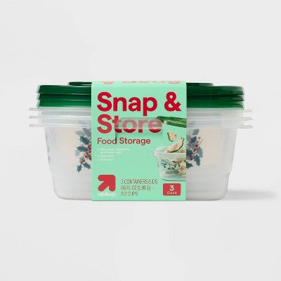 Holiday Large Rectangle Food Storage Container - 66oz/3ct - up&up