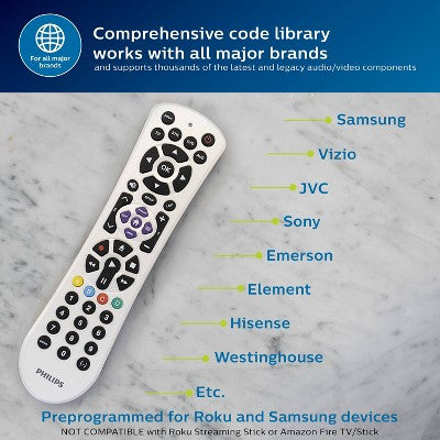 Philips 4-Device Universal Remote Control Pearl White