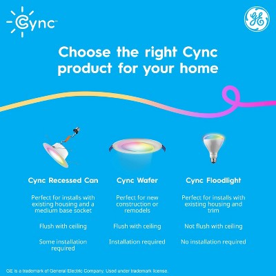 GE CYNC Smart LED Wafer Downlight Full Color: Energy Star Certified Recessed Light, Alexa & Google Compatible, 1150 Lumens