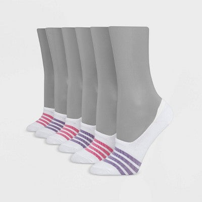 Hanes Premium Women's Cool Comfort Lightweight 4+2 Bonus Pack Liner Socks - White 5-9