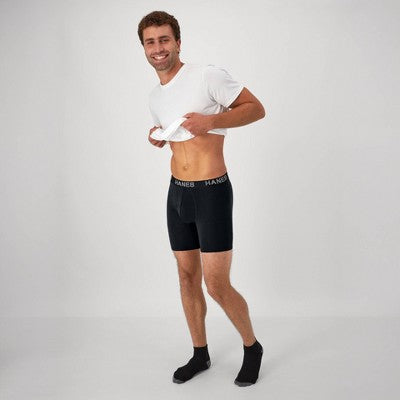Hanes Premium Men's 3pk Boxer Briefs Total Support Pouch - Gray/Black S: Recycled Polyester, Lyocell, Spandex, Moisture Wicking, Breathable Mesh