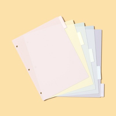 Pastel 5ct Plastic Letter Index Dividers - up&up
