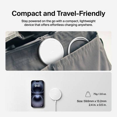 Belkin 15W Qi Charging Pad - White: MagSafe Compatible, USB-C Connection, Quick Charge
