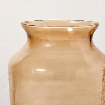 14" Tan Glass Decorative Flower Vase - Hearth & Hand with Magnolia