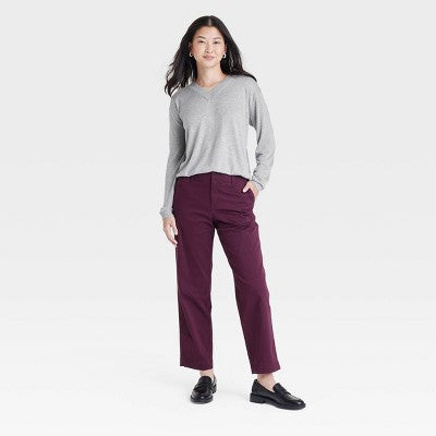 Women's Fine Gauge V-Neck Pullover Sweater - A New Day Gray L