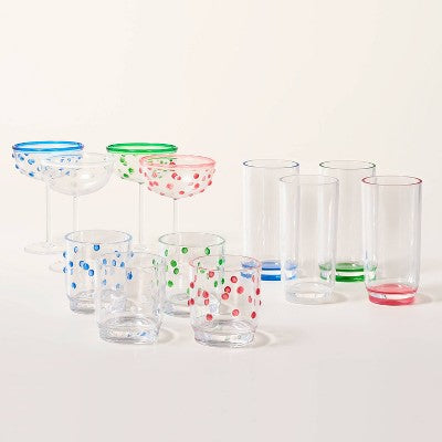 10.14oz 4pc Polka Dot Acrylic Lowball Drinkware Set Green/Cream/Pink/Blue - kate spade new york x Target