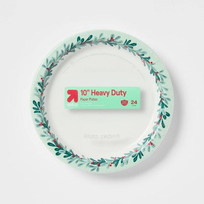 Holiday Disposable Plates - Holly - 10" - 24ct - up&up