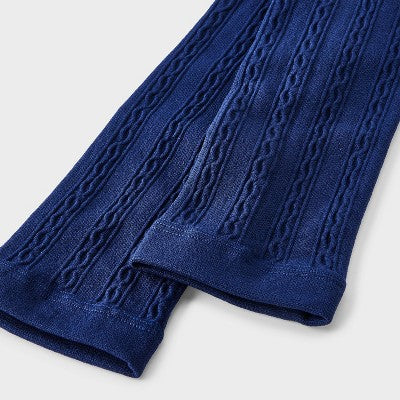 Girls' Fleece Footless Tights - Cat & Jack Navy L