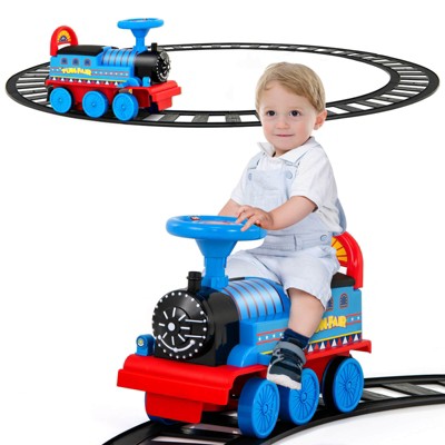Costway 6V Electric Kids Ride On Train Motorized Train Toy w/ Track & 6 Wheels Navy (LOCAL PICKUP ONLY)
