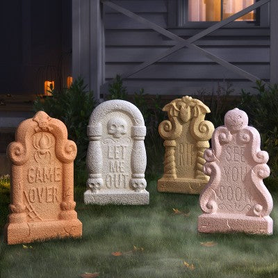 4pk 17.6" Foam Tombstones Neutrals Halloween Decorative Prop - Hyde & EEK! Boutique