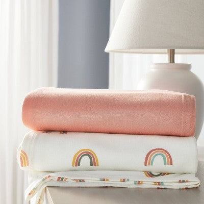 Jersey Swaddle Blanket 2pk - Cloud Island Rainbows