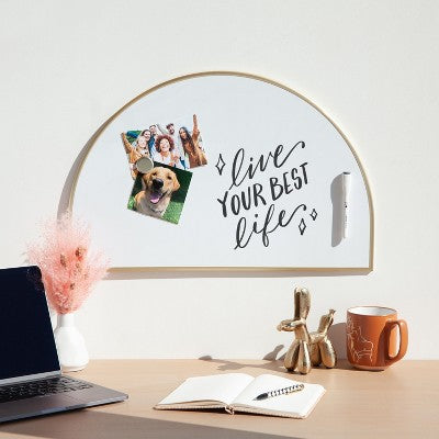 U Brands 15"x23" Metal Frame Arch Dry Erase Board Gold: Magnetic Whiteboard, Wall Mount, Includes Hardware (LOCAL PICKUP ONLY)