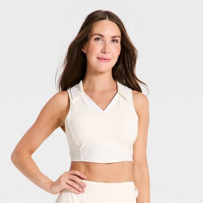 Women's Everyday Soft Polo Sports Bra - All In Motion Cream XL