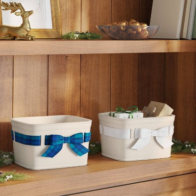 Felt Bow Decorative Basket Cream - Threshold