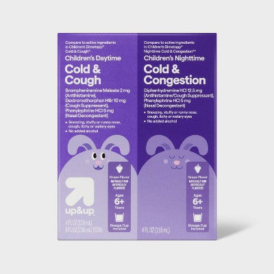 Children's Multi-Symptom Day & Night Cold Relief Liquid - Grape - 2pk/4 fl oz - up&up