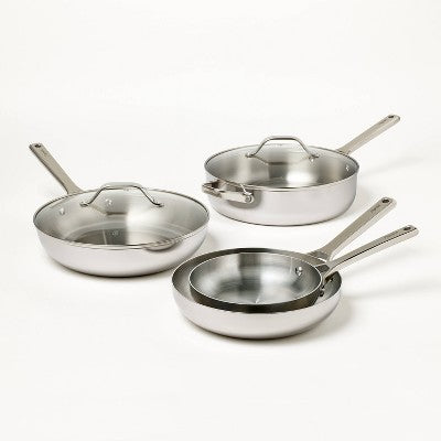 12pc Stainless Steel Cookware Set with 6pc Pan Protectors Silver - Figmint (LOCAL PICKUP ONLY)