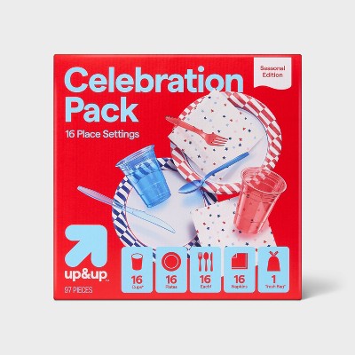 Disposable Tabletop Party Pack - Red White Blue - 97ct - up&up