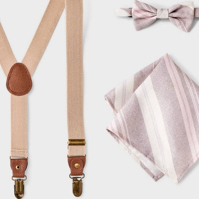 Boys' 3pc Striped Suspender Set - Cat & Jack Brown/Pink