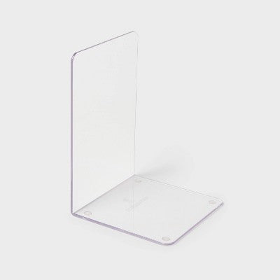 Acrylic Bookend Clear- Brightroom: Lucite Desk Organizer, 30% Recycled Plastic, 7.3" H, 5" W, 5" D