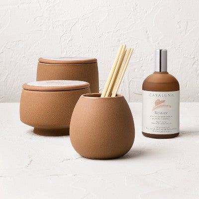 2-Wick Ceramic Jar Candle with Lid Restore 15oz - Casaluna