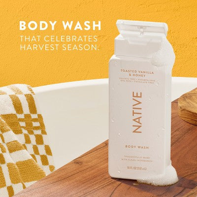 Native Body Wash Limited Edition - Toasted Vanilla & Honey - Sulfate Free - 18 fl oz