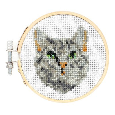 Mini Cross Stitch Embroidery Kit: Kikkerland DIY Art Kit with Needle & Thread, Frame, Ages 10+, Craft Activity