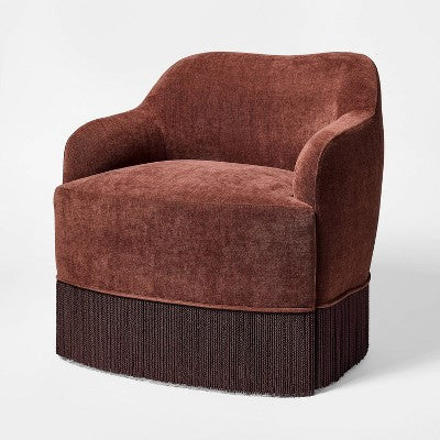 Upholstered Swivel Accent Chair with Fringe Red - Threshold Designed with Studio McGee (LOCAL PICKUP ONLY)