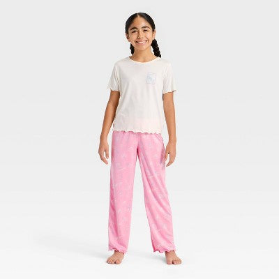 Girls' 2pc Vacation Postage Pajama Set - Cat & Jack Pink XS