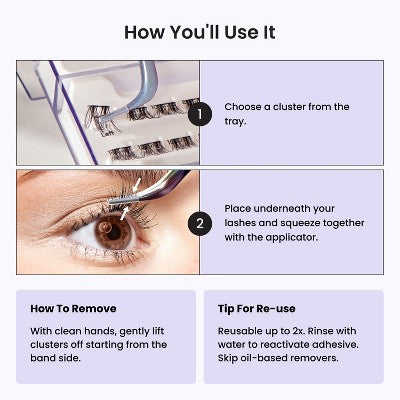 Impress Pre-Glued Lash Clusters Kit - Demi Edgy False Eyelashes - 24ct