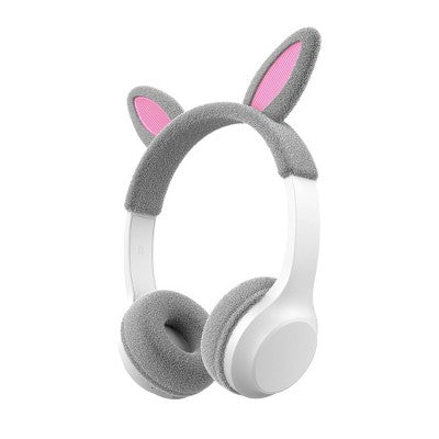 GEMS 'Bunny' Animal Figural Wireless Headphones - Gray/Pink: Built-In Microphone