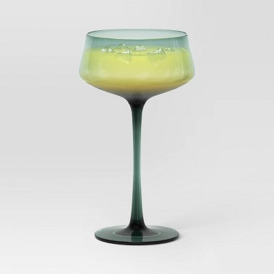 9.8oz Cocktail Coupe Glass Teal - Threshold: Lead-Free Martini Drinkware, Dishwasher-Safe, Recycled Content