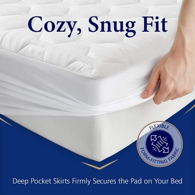 Mattress Pad - Soft and Hypoallergenic - Thick and Odorless Polyester Filling - 152 Thread Count